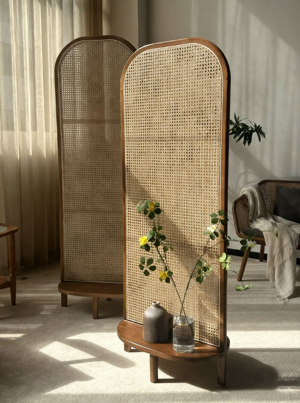 Natural Rattan Room Divider Screen | Stylish Folding Privacy Partition for Home & Office | Ouch Cart OUCH CART