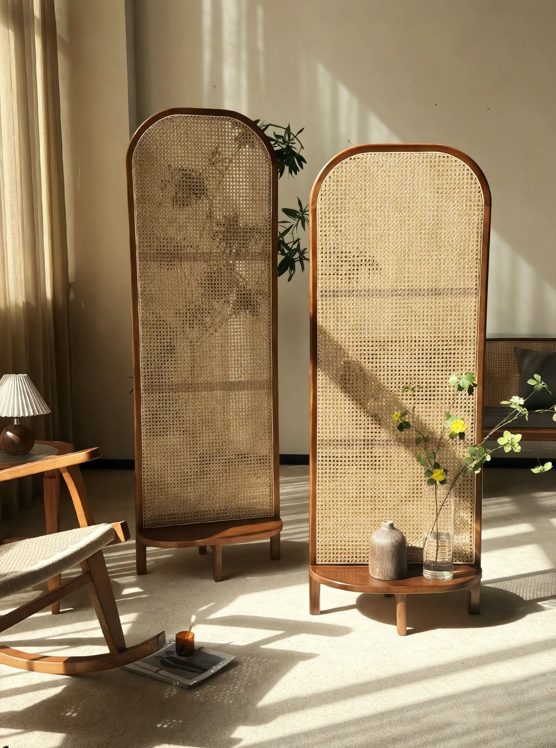 Natural Rattan Room Divider Screen | Stylish Folding Privacy Partition for Home & Office | Ouch Cart OUCH CART
