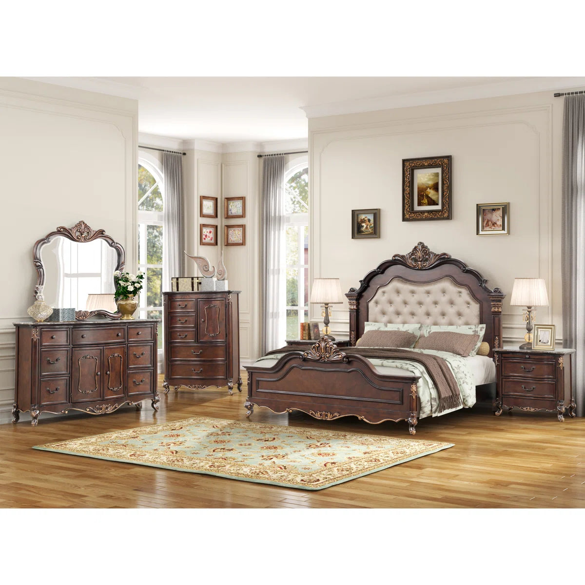 Constantine Wood Panel Bed in Cherry