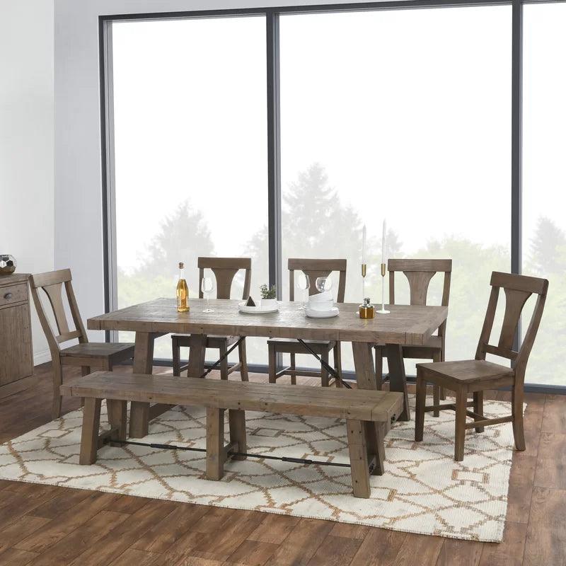 Extendable Pine Solid Wood Dining Set - Ouch Cart