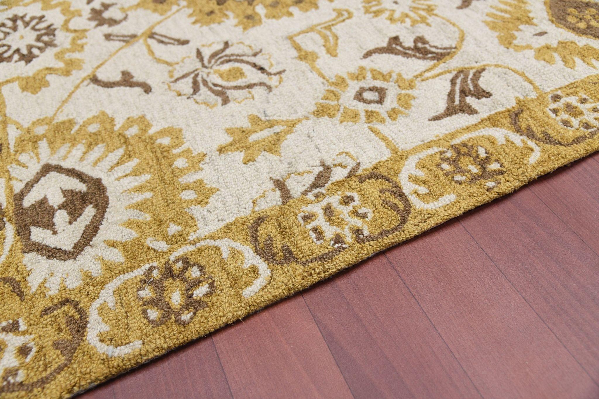 Gold Wool Romania 4x6 Feet Hand-Tufted Carpet - Rug - Ouch Cart