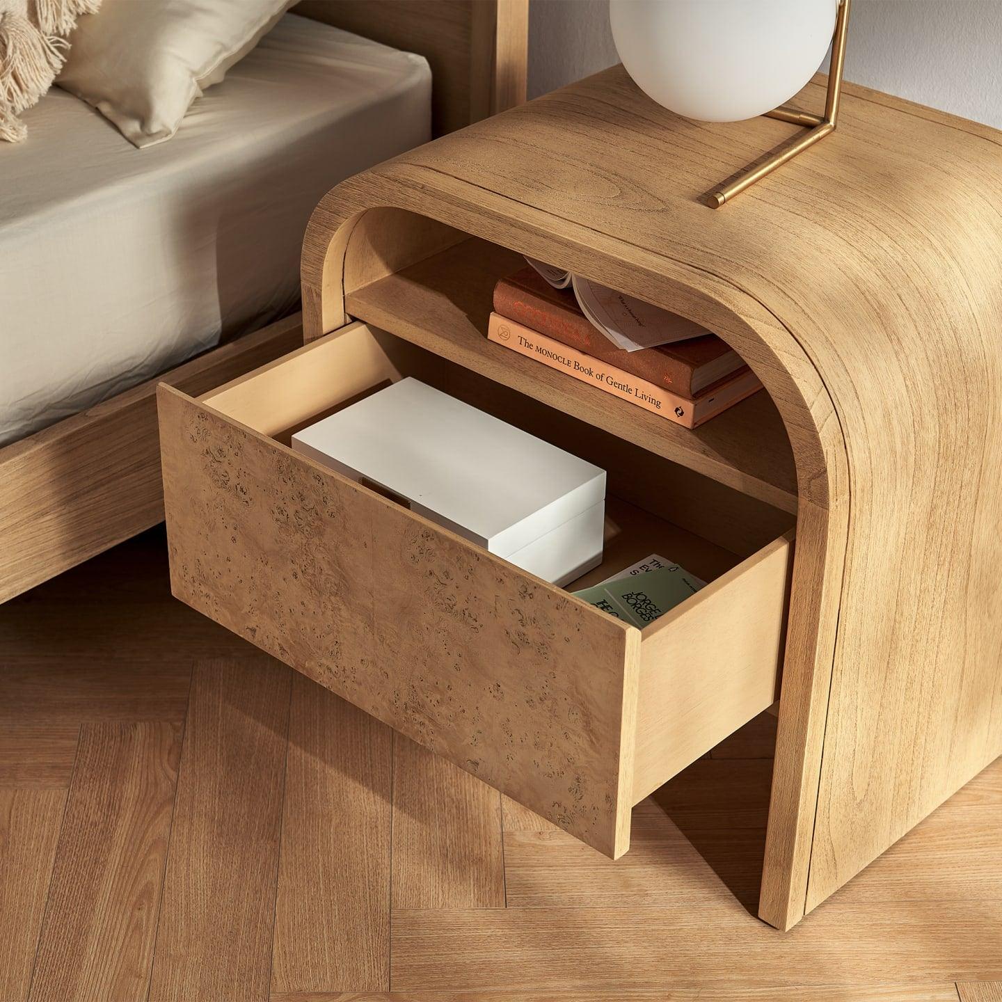 Engineered Wood Crescent 1-Drawer Nightstand - Ouch Cart