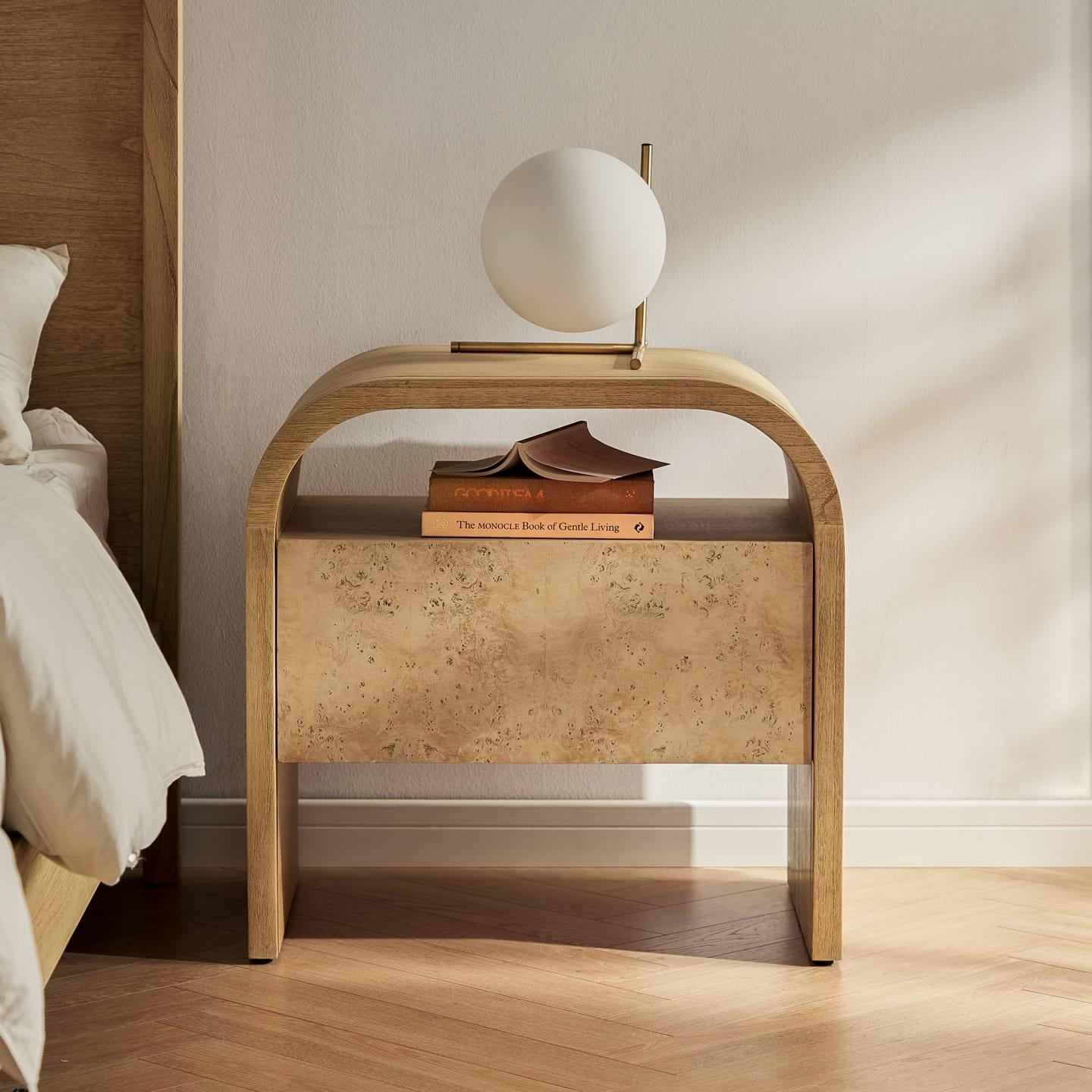 Engineered Wood Crescent 1-Drawer Nightstand - Ouch Cart