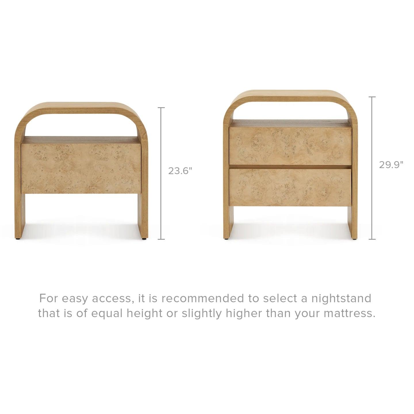 Crescent 2-Drawer Nightstand - Ouch Cart