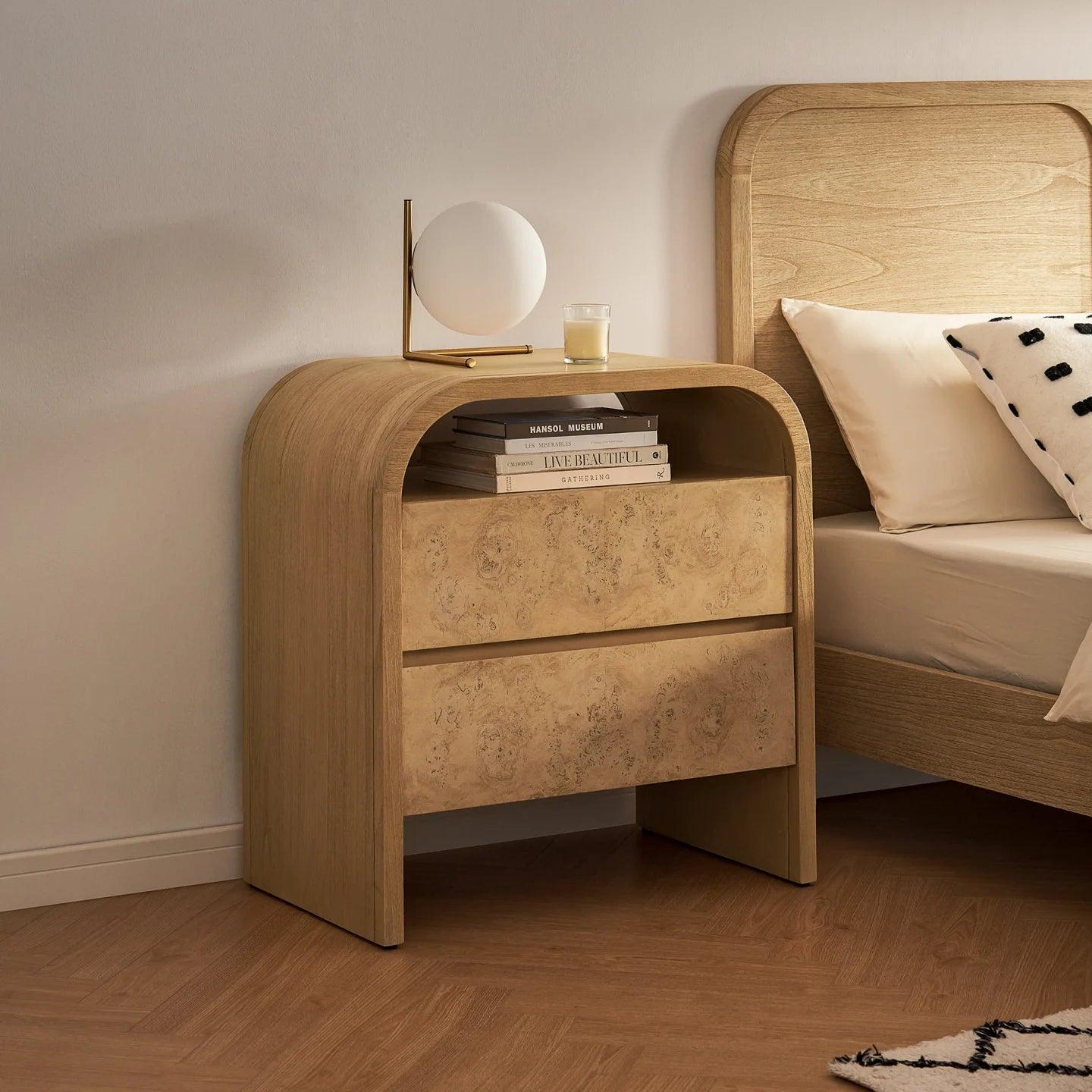 Crescent 2-Drawer Nightstand - Ouch Cart