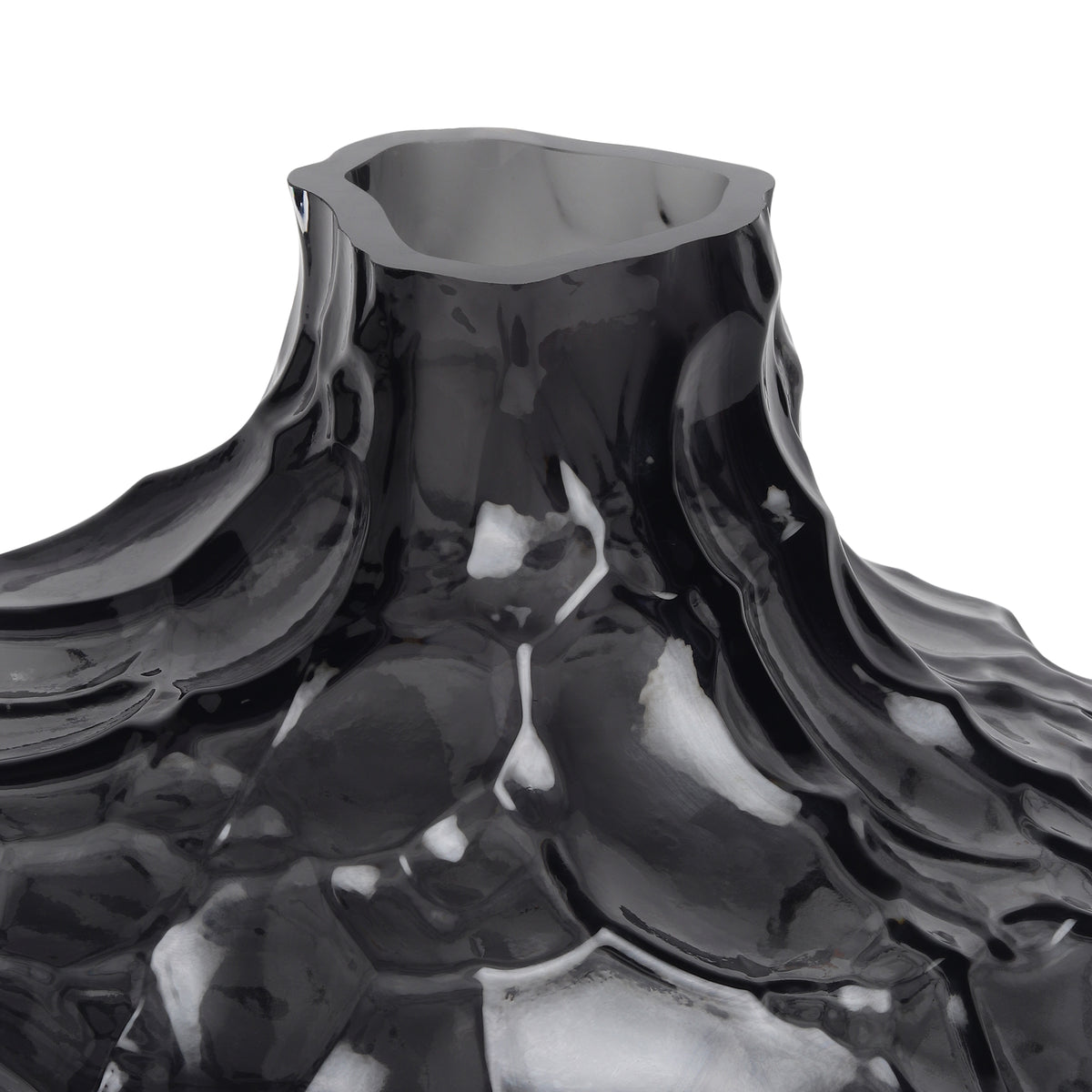 Magma Flow Grey Crystal Vase — Large