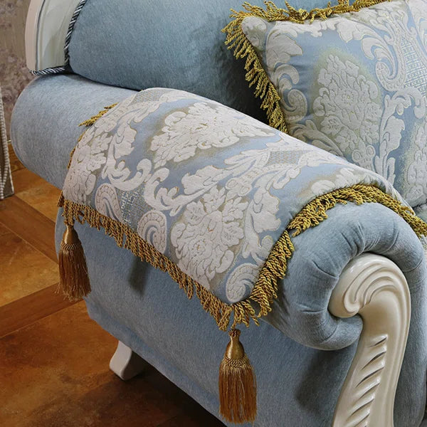 European Style Solid Wood Carved Fabric Sofa – Luxury Upholstered Living Room Sofa OUCH CART