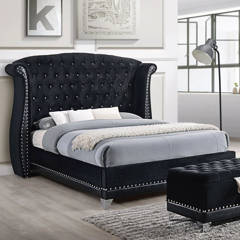 Dasher Upholstered Wingback Bed OUCH CART