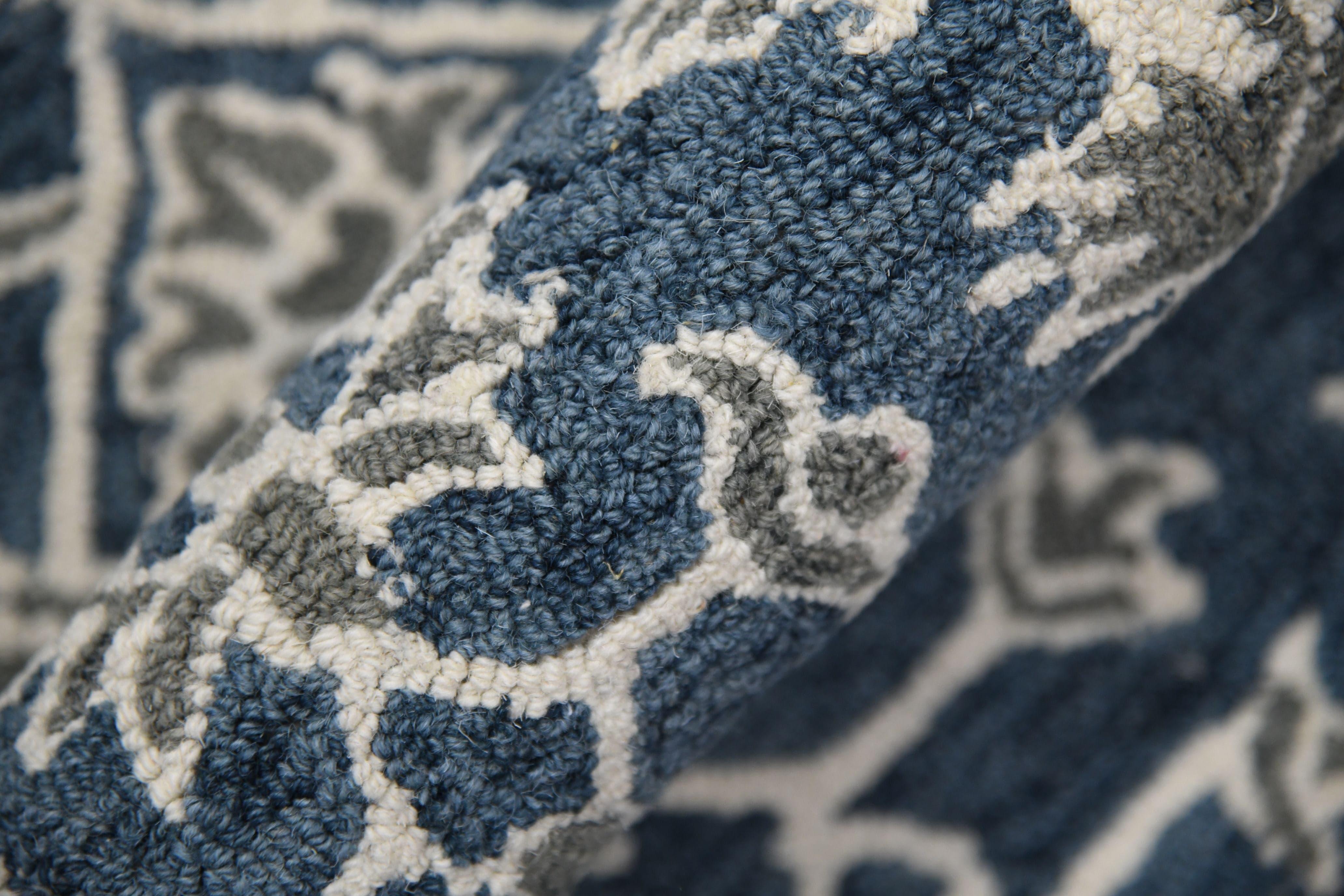 Navy Wool Romania 4x6 Feet Hand-Tufted Carpet - Rug - Ouch Cart