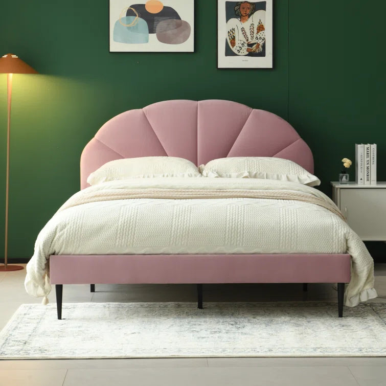 Deeb Tufted Upholstered Flower Silhouette Headboard Platform Bed