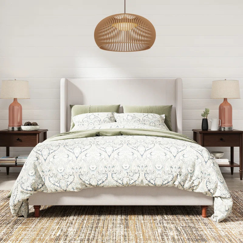 Dehosse Modern Upholstered Platform Bed With Wingback Headboard
