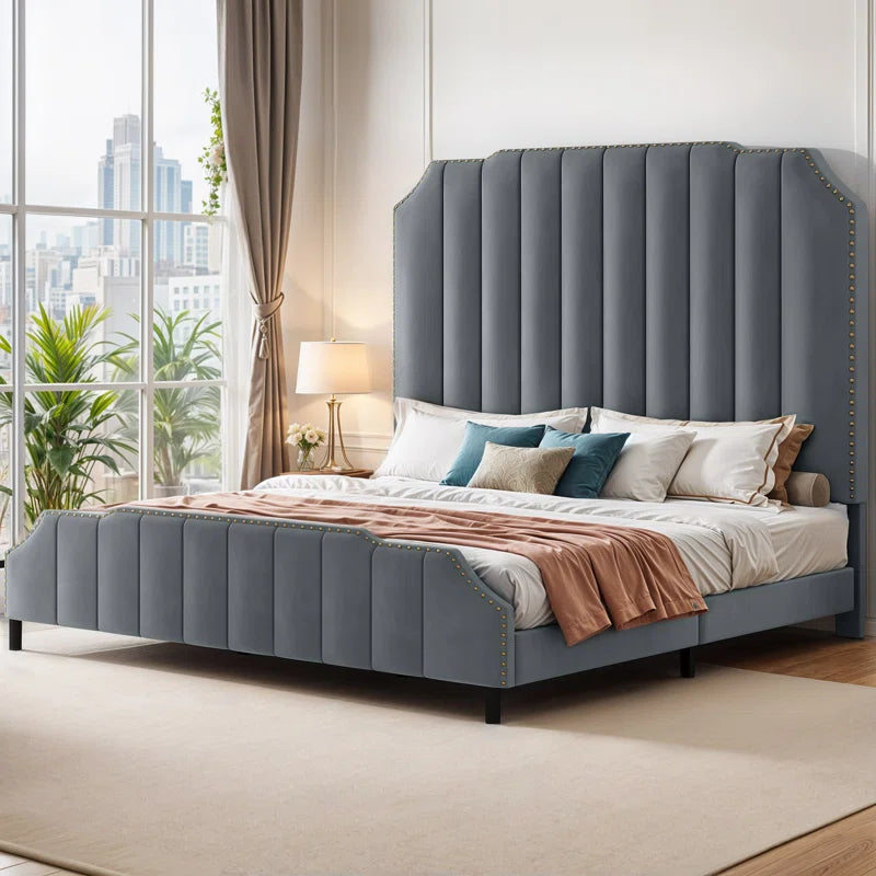 Denysse Upholstered Scalloped Bed OUCH CART