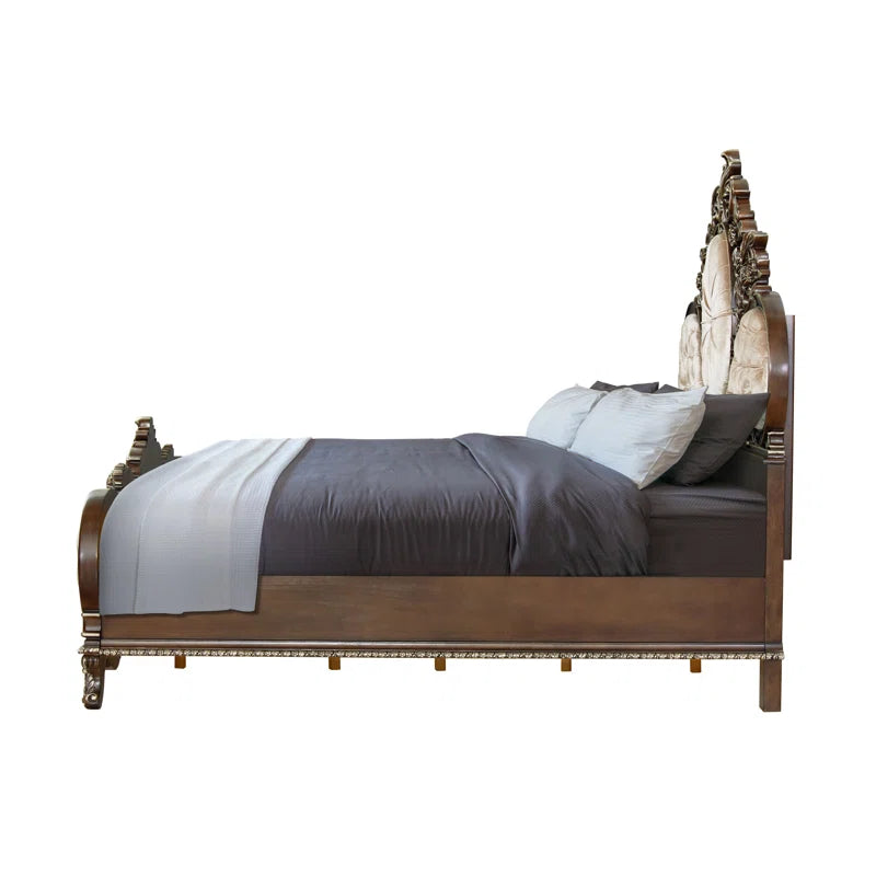 Devany Upholstered Bed in Cream and Cherry OUCH CART