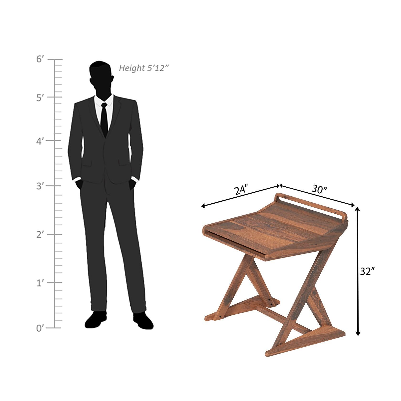 Chopin Sheesham Wood Study Table In Light Walnut Color - Ouch Cart