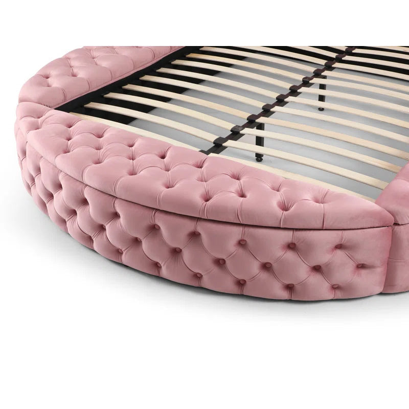 Dipansu Upholstered Velvet Round Storage bed with Wingbacks OUCH CART