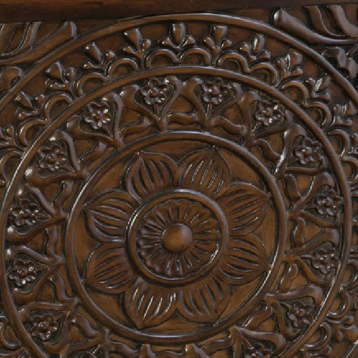 Dix Solid Wood Carved Detail Accent Cabinet