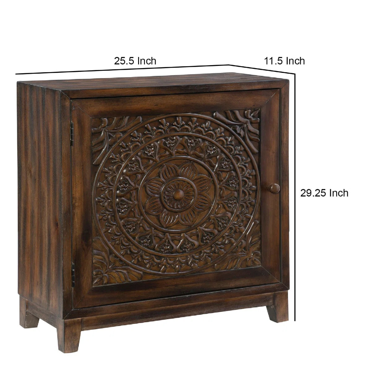 Dix Solid Wood Carved Detail Accent Cabinet - OUCHCART | Cabinet