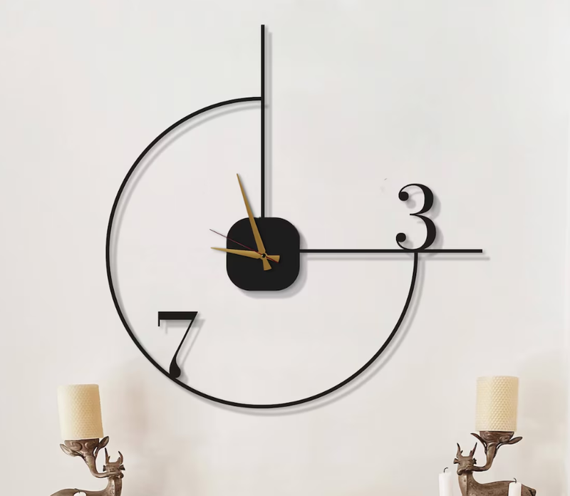 ring 3 and 7 black wallclock N.R.HOMESDECOR