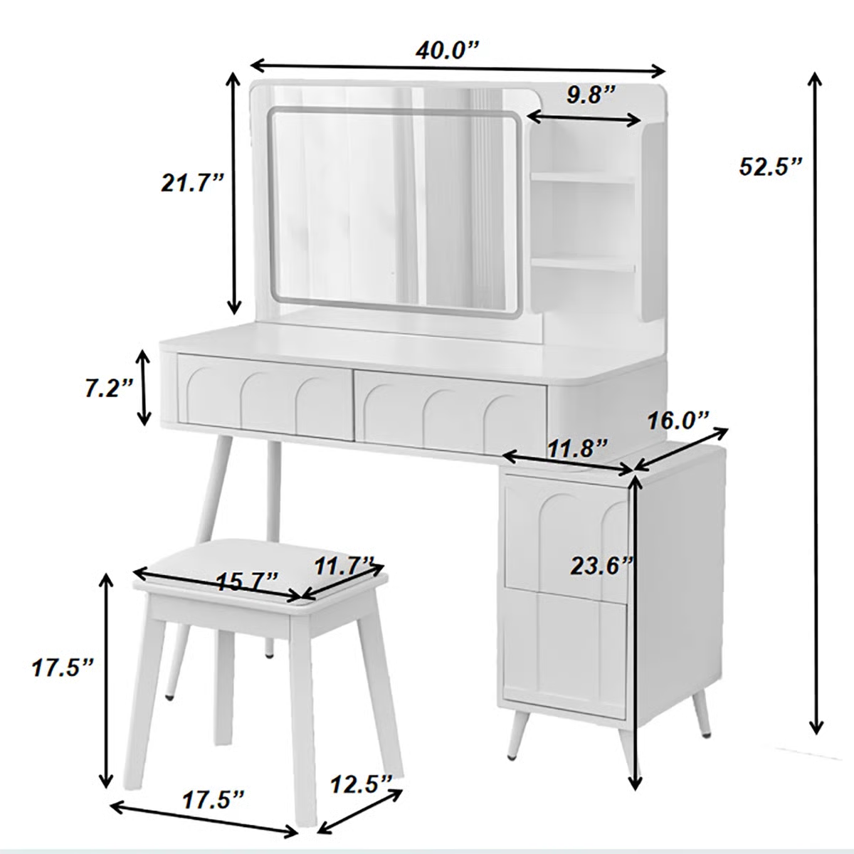 Dufault 45.5'' Modern Makeup Vanity Set With Mirror And Stool
-OUCH CART |Dressing table