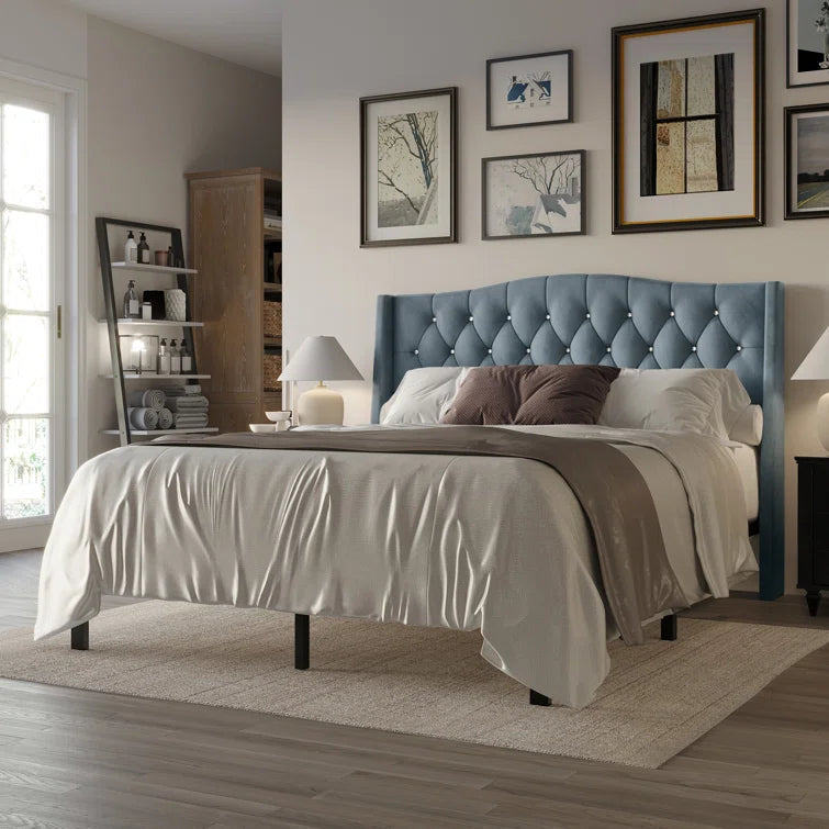 Dwayn Upholstered Wingback Bed OUCH CART