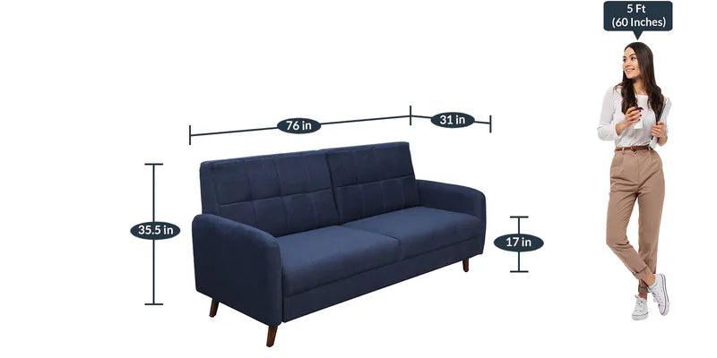 Fabric 3 Seater Sofa in Navy Blue Colour - Ouch Cart