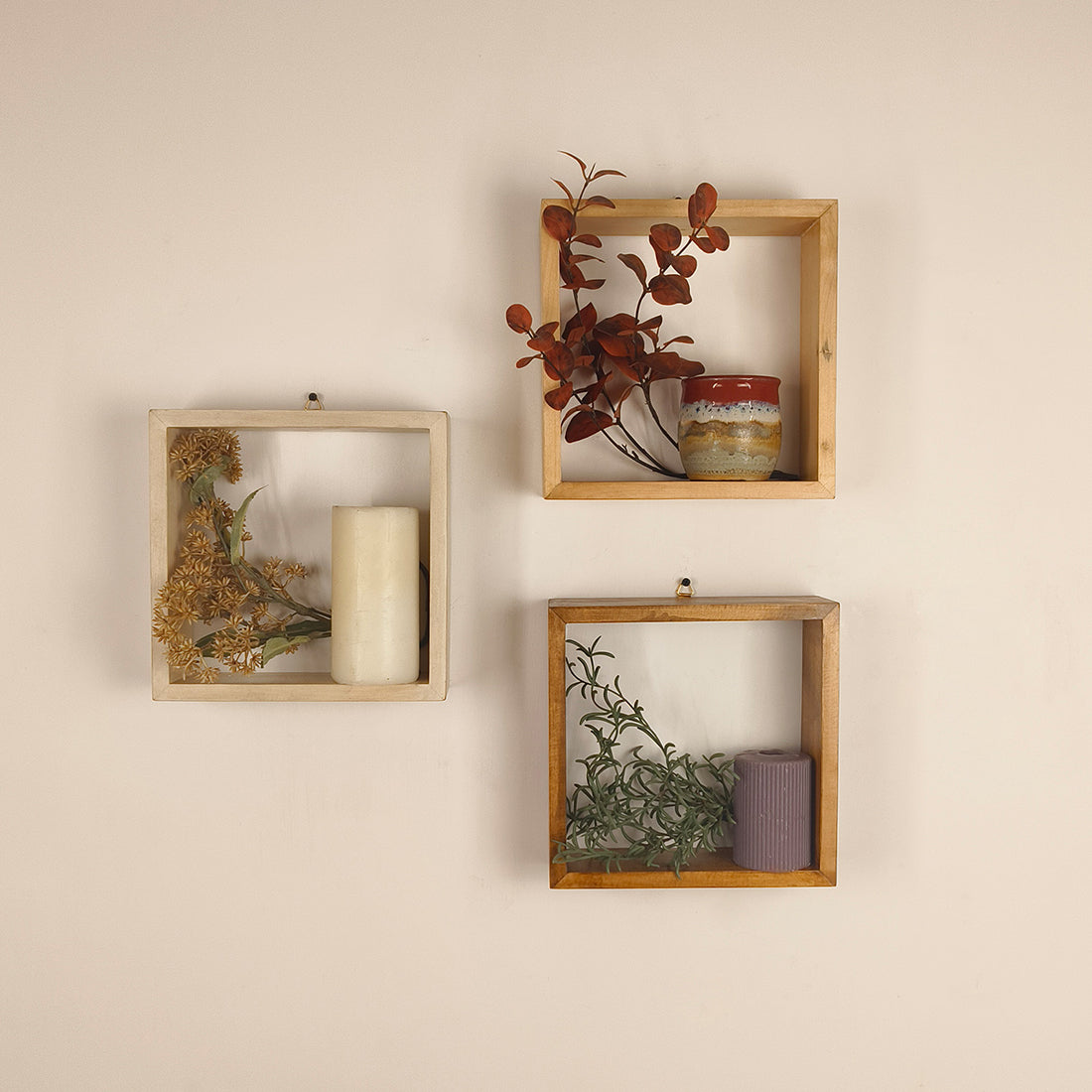 EDWARD III Rectangular Shaped Set of 3 Wooden Wall Shelves -OUCH CART | Wall decor