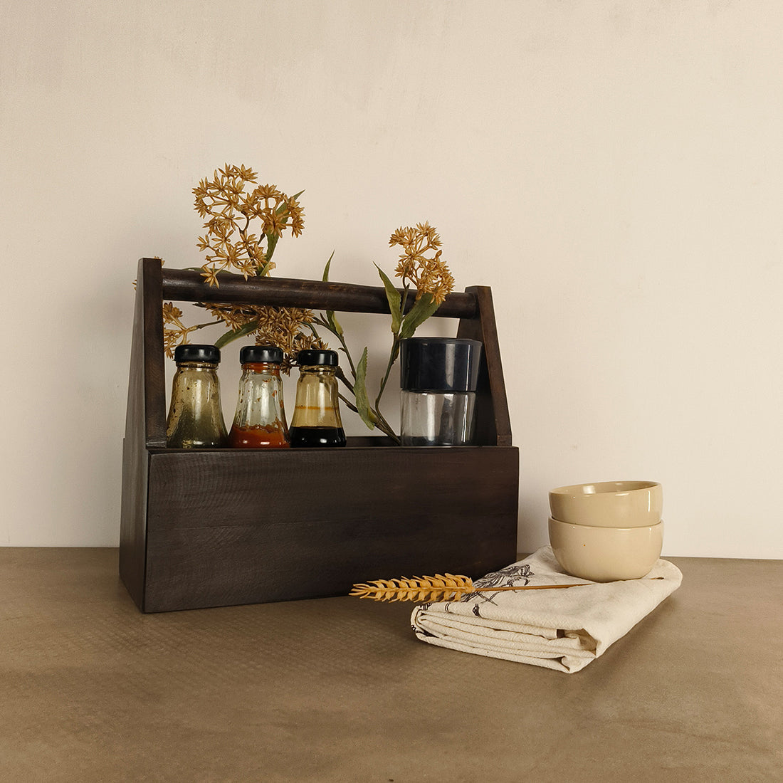 EMILY Wooden Bottle & Cutlery Holder