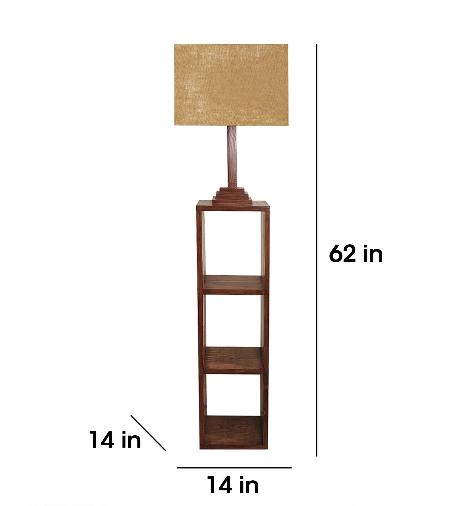 Ebenezer Wooden Floor Lamp with Brown Base and Beige Fabric Lampshade (BULB NOT INCLUDED)