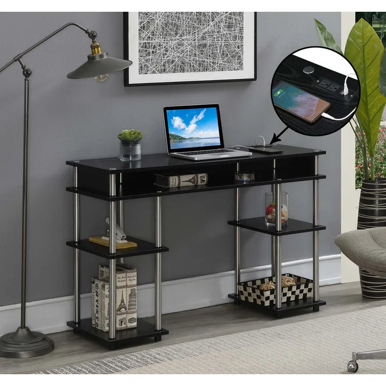 No Tools Computer Desk with Built-In Outlets Ouch Cart