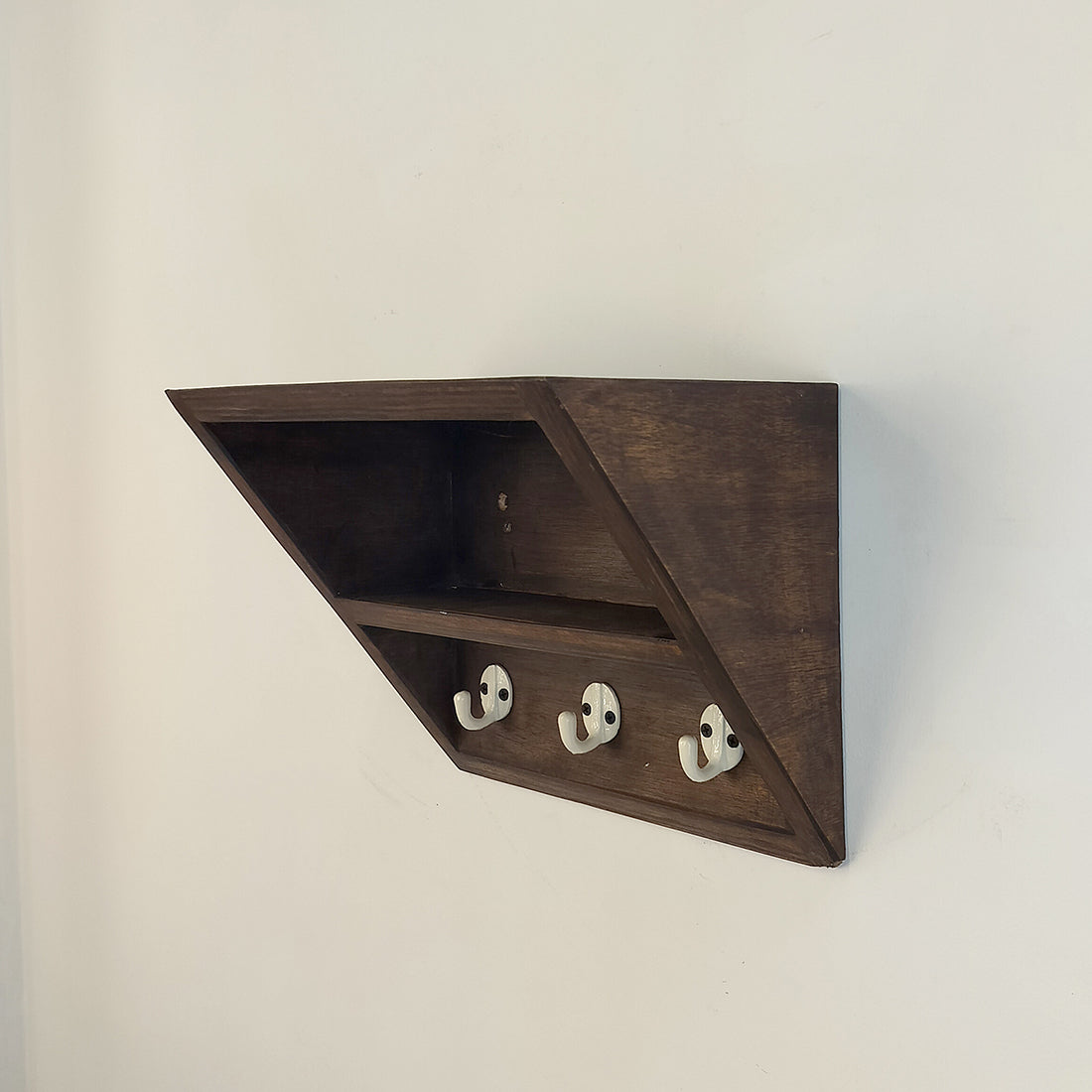 Estelle Wooden Wall Shelf Organiser with Key Holders