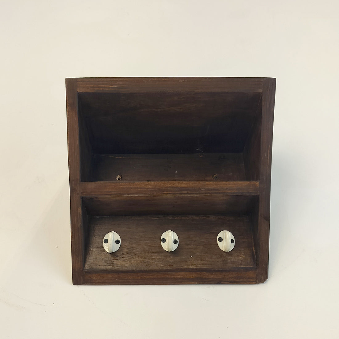 Estelle Wooden Wall Shelf Organiser with Key Holders