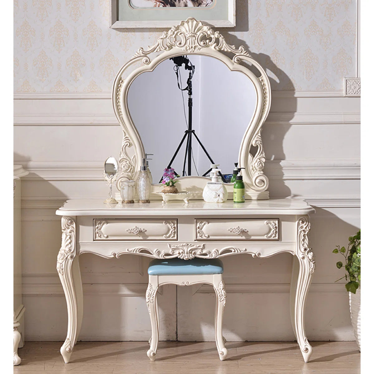 European-Style Luxury Oak Makeup Vanities-OUCHCART | Dresing table