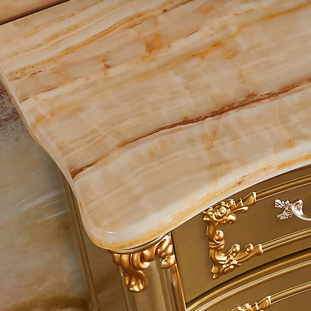 European Style Solid Wood Carved Storage Cabinet