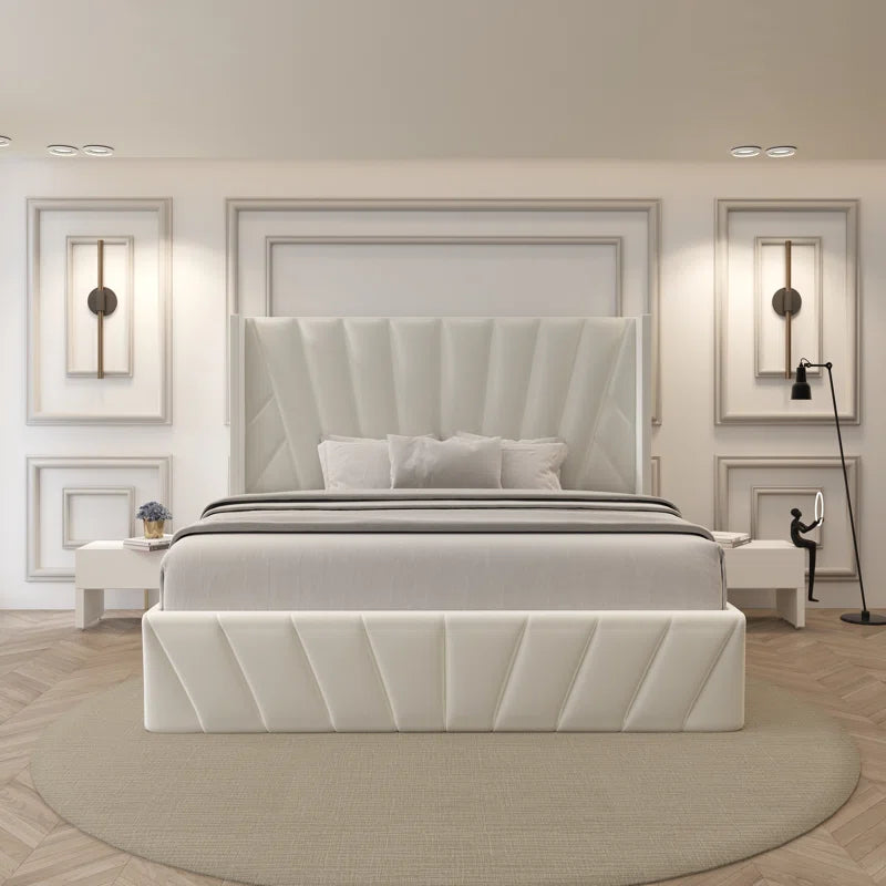 Eva Modern Soft Padded Upholstered Lift up Storage King Bed Frame with Hydrualic & Wood Slats System OUCH CART