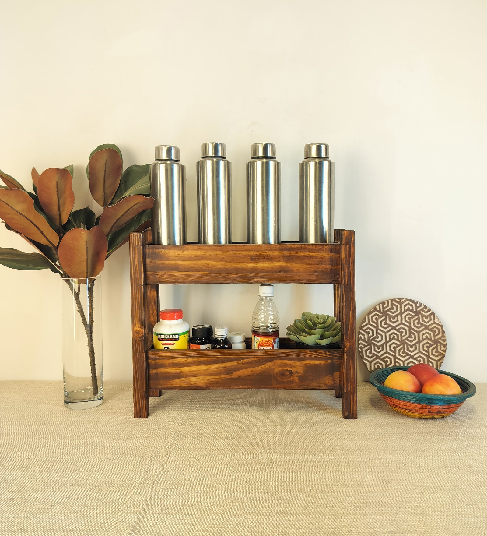 Evana Wooden Kitchen Countertop Organiser-OUCH CART | Kitchen rack