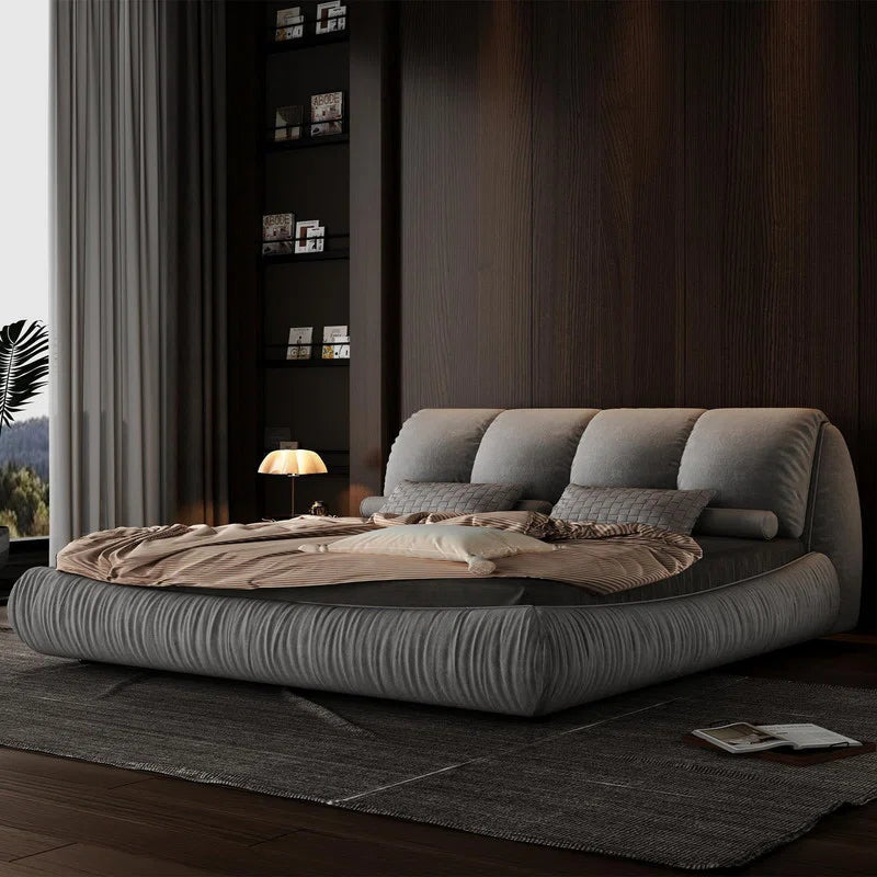 Everly Quinn Upholstered Platform Bed with Oversized Padded Backrest OUCH CART