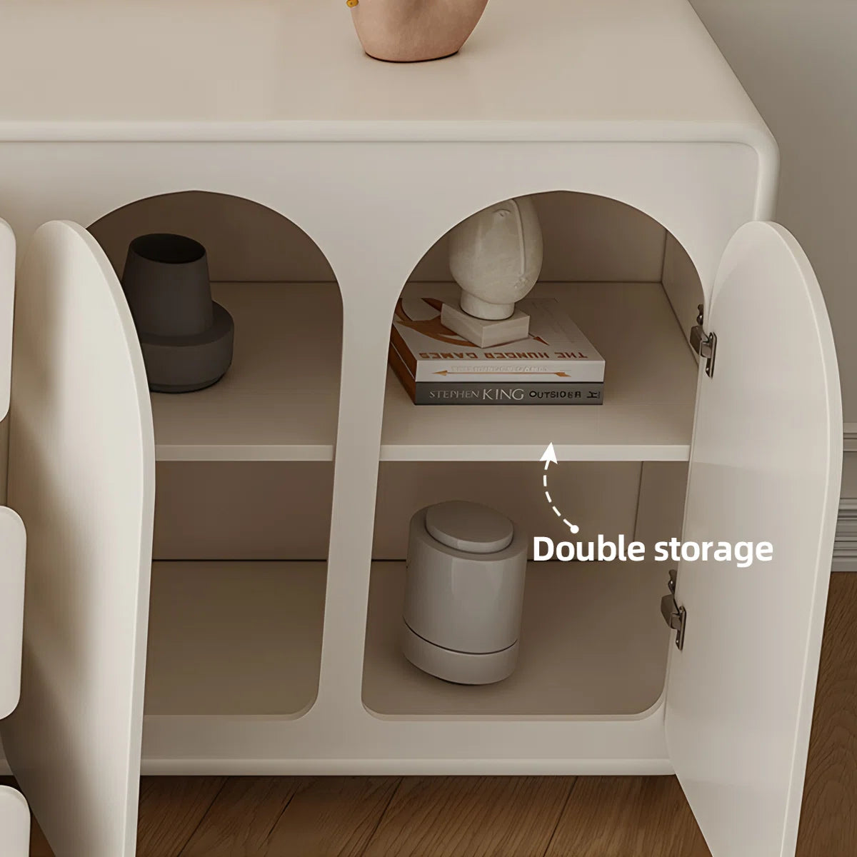 Cream White Expandable Makeup Vanity with Pre-Assembled Design & Storage OUCH CART