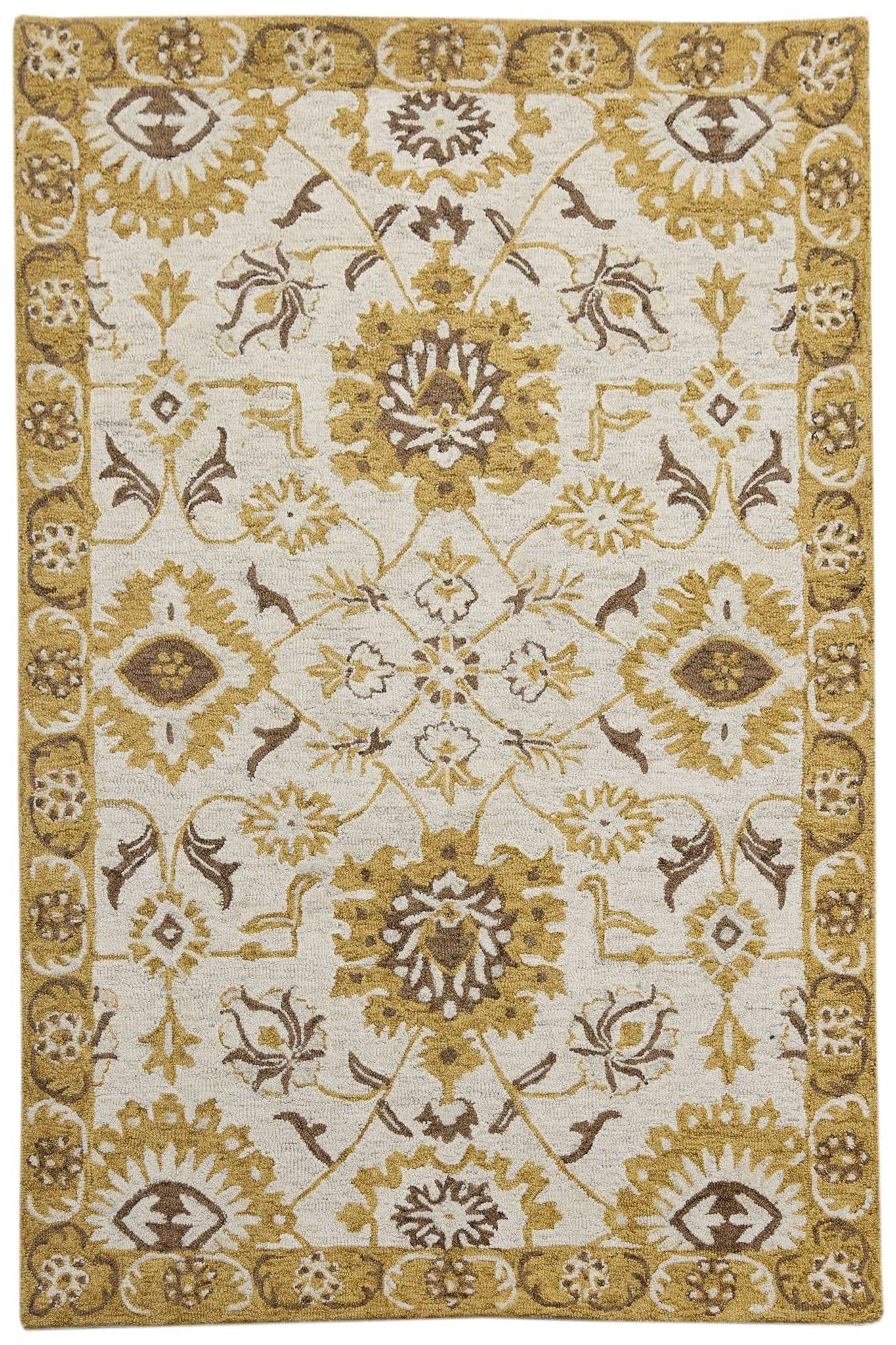 Gold Wool Romania 4x6 Feet Hand-Tufted Carpet - Rug - Ouch Cart