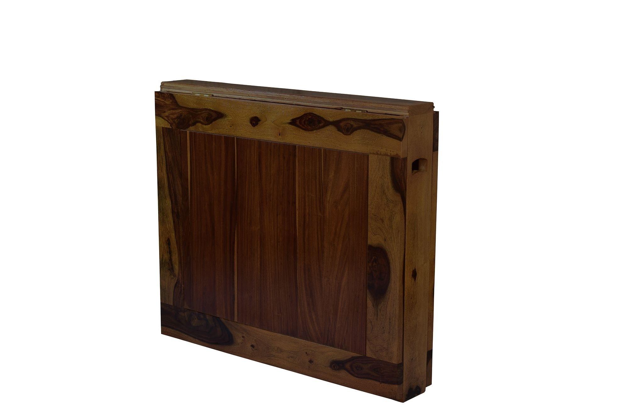 Sheesham Wood foldable dining table in walnut finish - Ouch Cart