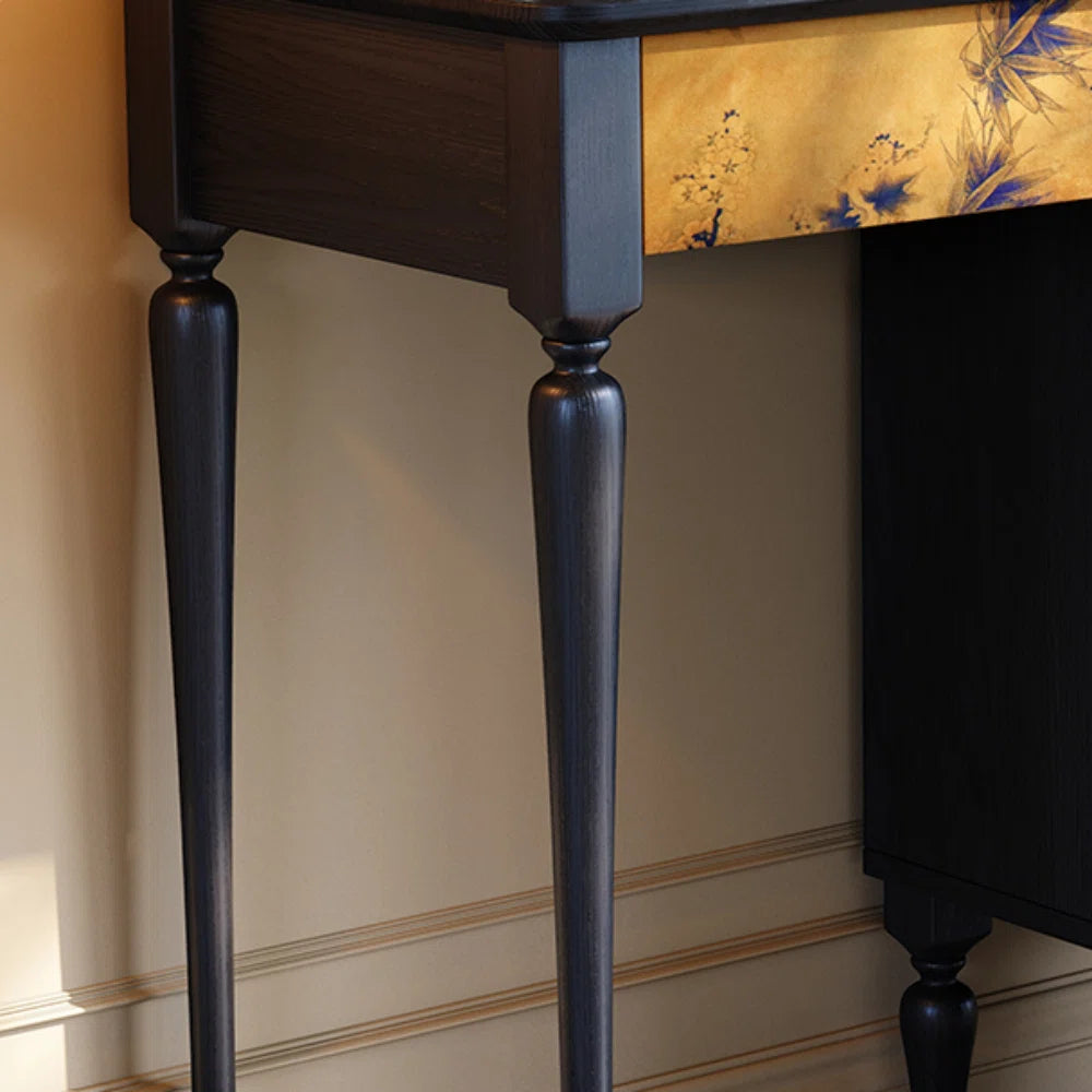 Black Vanity Table with Large Storage & Included Mirror – Solid + Engineered Wood OUCH CART
