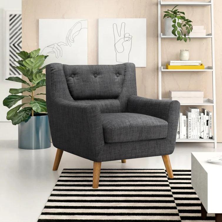 Farner Wide Tufted Velvet Armchair - Ouch Cart | Wing chair