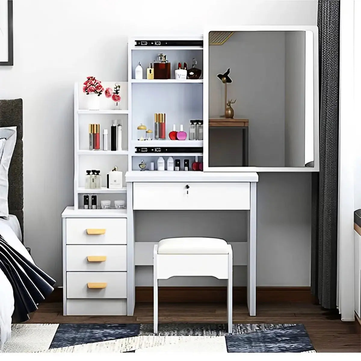 Fashion LED Vanity Desk – Makeup Table with Mirror and Chair for Bedroom-OUCH CART |Dressing table