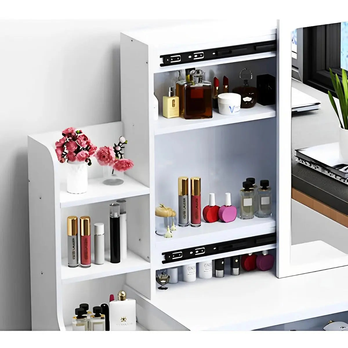 Fashion LED Vanity Desk – Makeup Table with Mirror and Chair for Bedroom