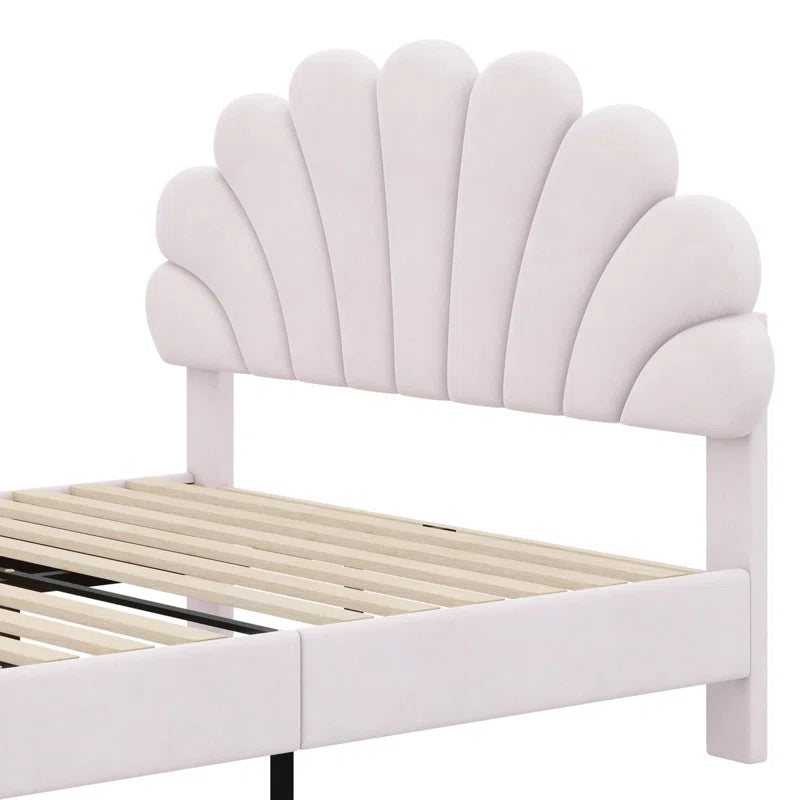 Feehley Upholstered Platform Bed with Flower Pattern Velvet Headboard OUCH CART