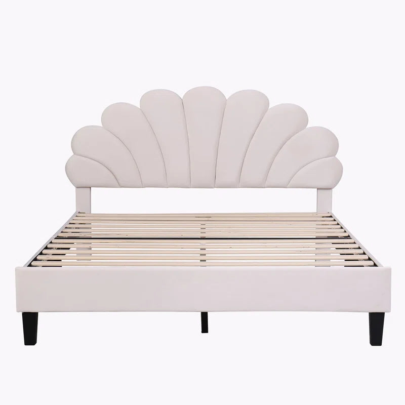 Feehley Upholstered Platform Bed with Flower Pattern Velvet Headboard OUCH CART