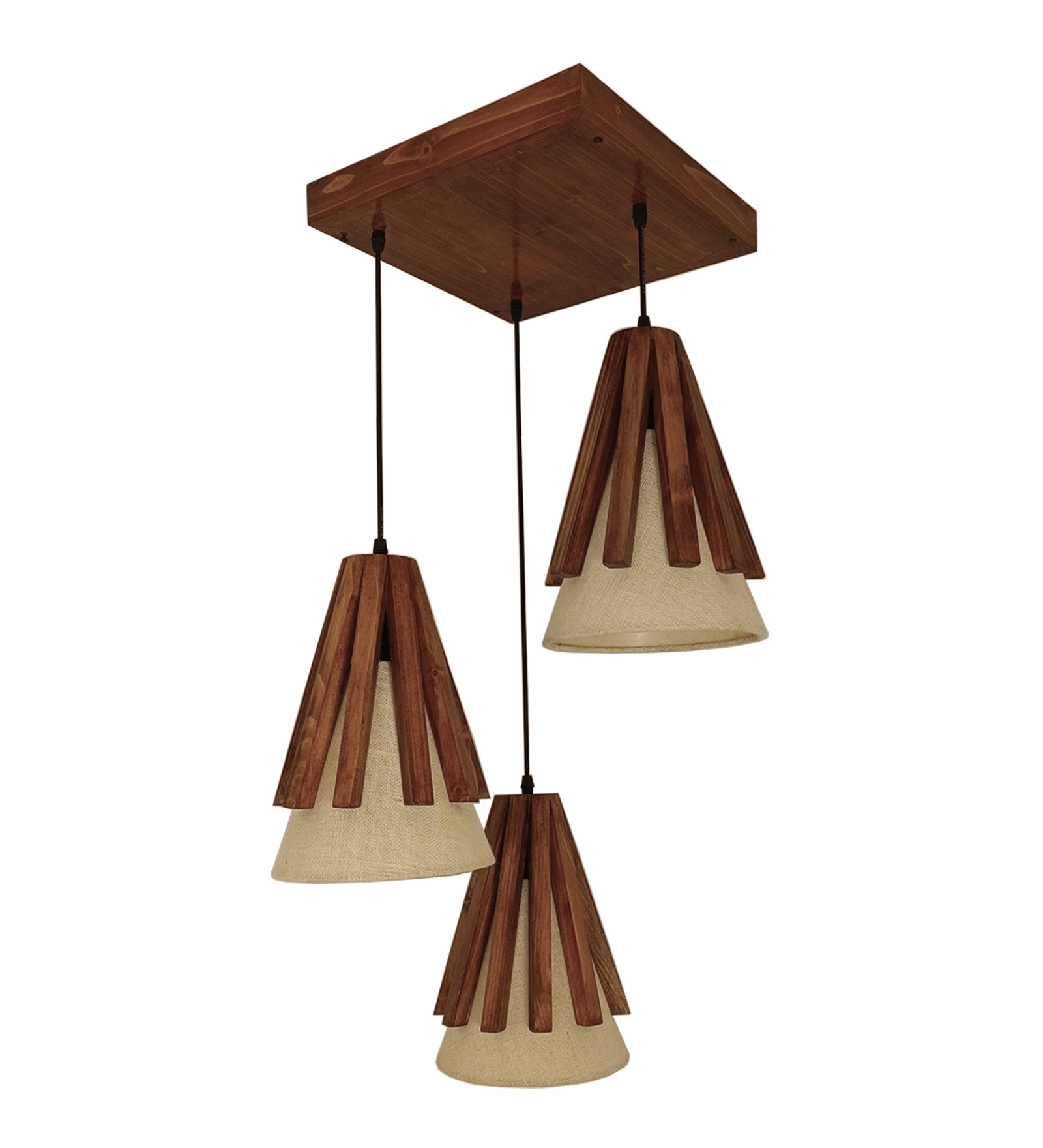 Flue Brown Wooden Cluster Hanging Lamp (BULB NOT INCLUDED)