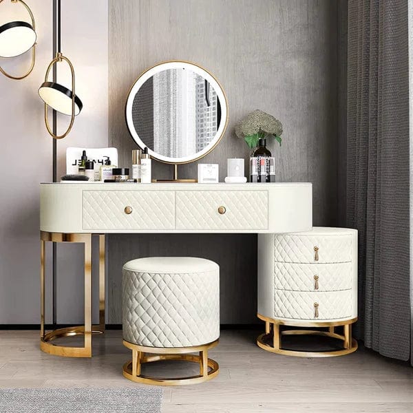 Acodaiuy Vanity Desk, Makeup Vanity Desk White Vanity Table Dressing Table with Drawers Vanity Desk with Mirror & with Lights Makeup Table for Bedroom Bathroom, White