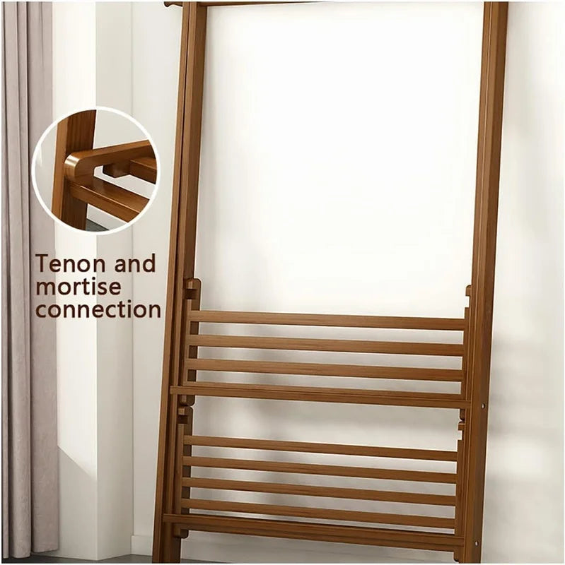Wooden Garment Stand with 2 Storage Shelves OUCH CART