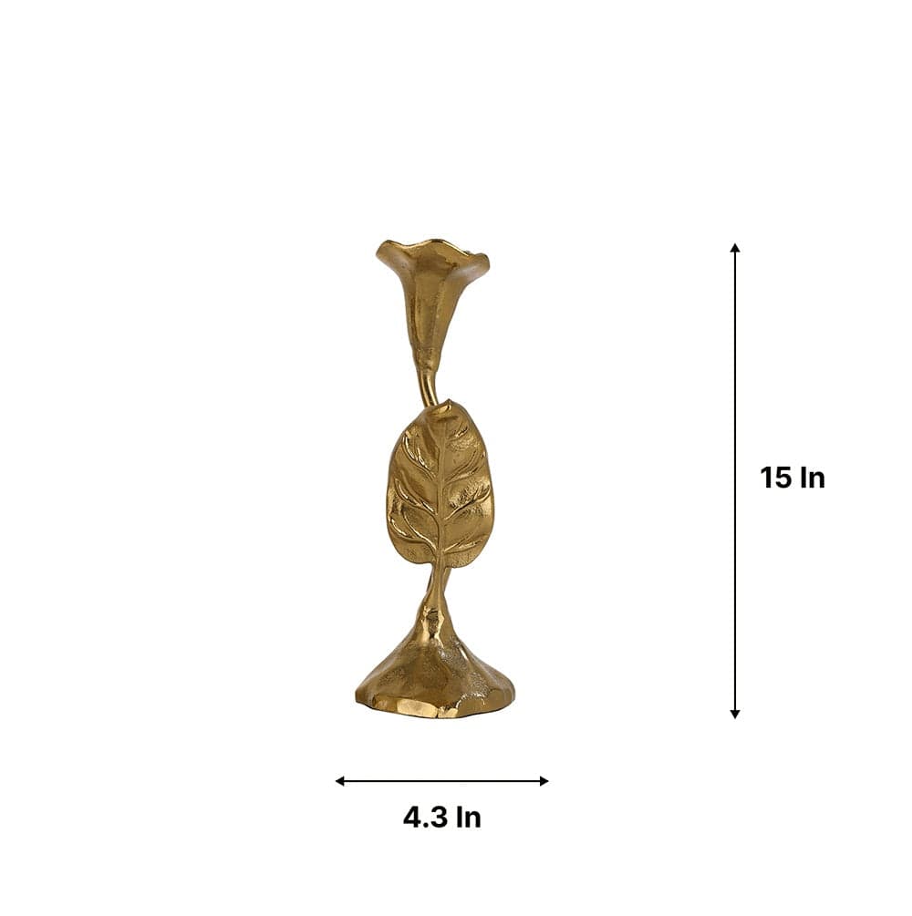 Jules Leaf Candle Holder Small Gold