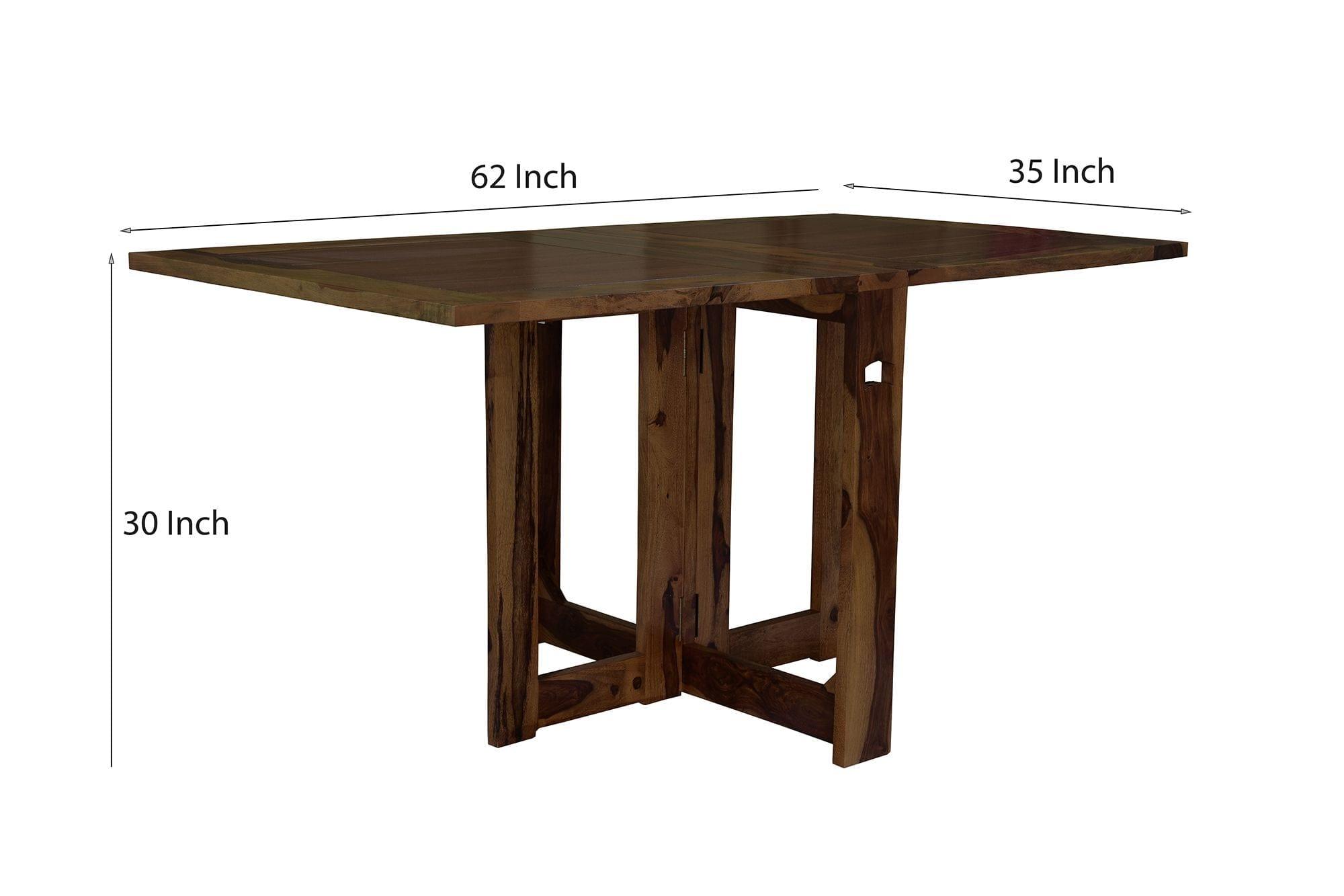Sheesham Wood foldable dining table in walnut finish - Ouch Cart